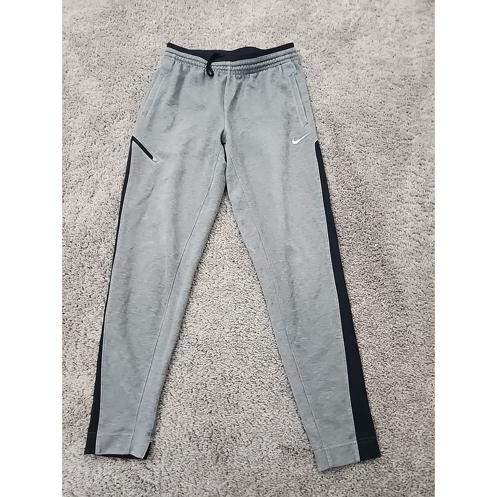 Nike Sweatpants Mens L TALL Gray Black Side Panel Logo Drawstring Athletic
